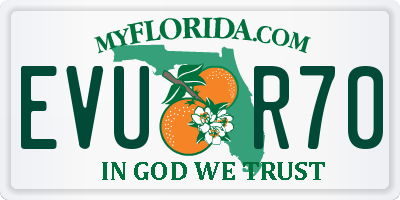 FL license plate EVUR70