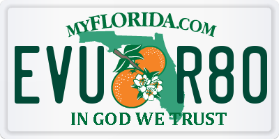 FL license plate EVUR80