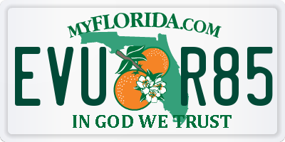 FL license plate EVUR85