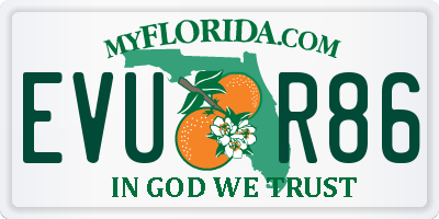 FL license plate EVUR86