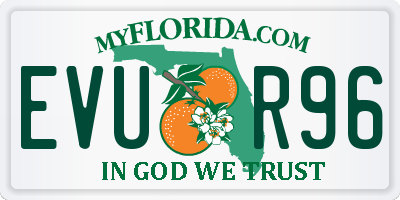 FL license plate EVUR96