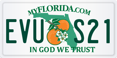FL license plate EVUS21