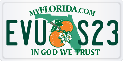 FL license plate EVUS23