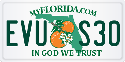 FL license plate EVUS30