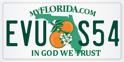 FL license plate EVUS54