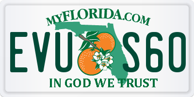 FL license plate EVUS60
