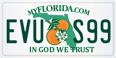 FL license plate EVUS99