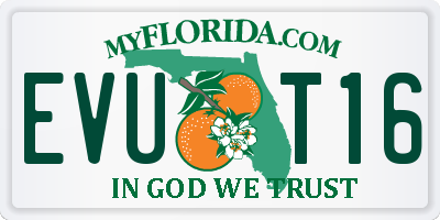 FL license plate EVUT16