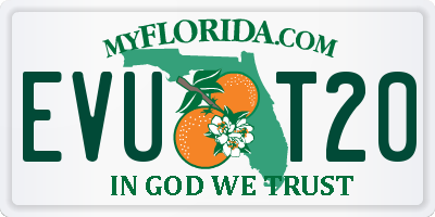 FL license plate EVUT20