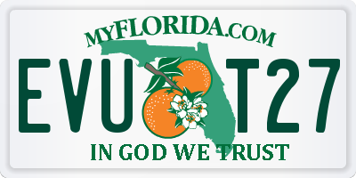 FL license plate EVUT27