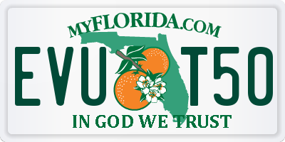 FL license plate EVUT50