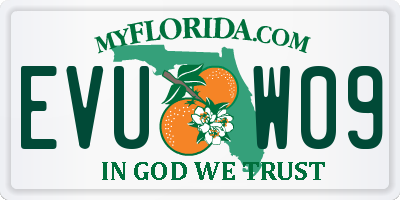 FL license plate EVUW09