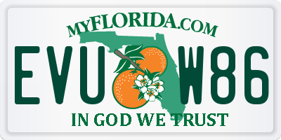 FL license plate EVUW86