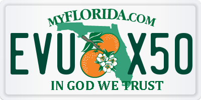 FL license plate EVUX50