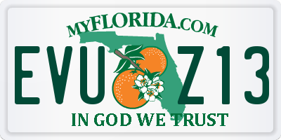 FL license plate EVUZ13