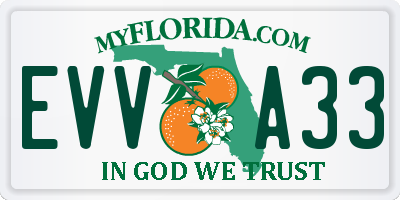 FL license plate EVVA33