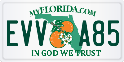 FL license plate EVVA85