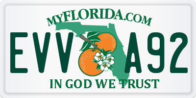 FL license plate EVVA92