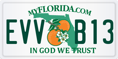 FL license plate EVVB13