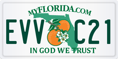 FL license plate EVVC21