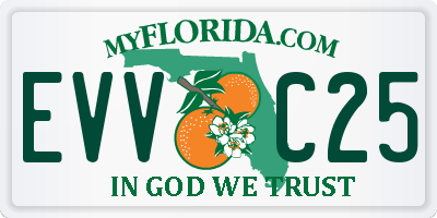 FL license plate EVVC25
