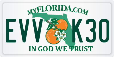 FL license plate EVVK30