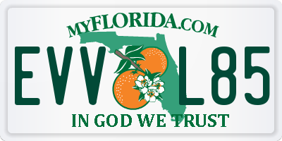 FL license plate EVVL85