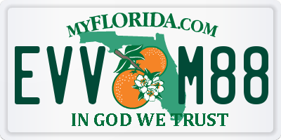 FL license plate EVVM88