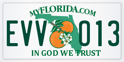 FL license plate EVVO13
