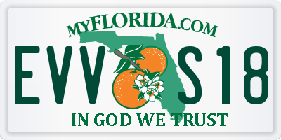FL license plate EVVS18