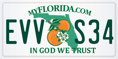 FL license plate EVVS34