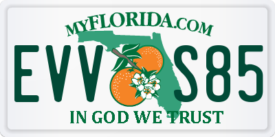 FL license plate EVVS85