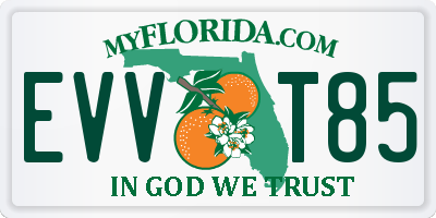 FL license plate EVVT85