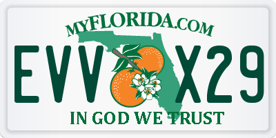 FL license plate EVVX29