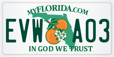 FL license plate EVWA03