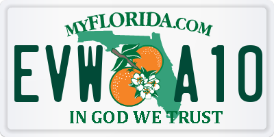 FL license plate EVWA10
