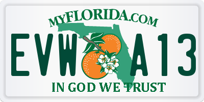 FL license plate EVWA13