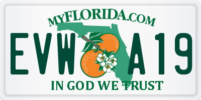 FL license plate EVWA19