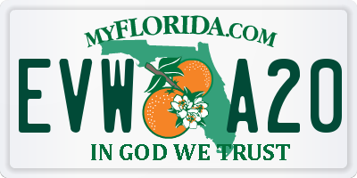 FL license plate EVWA20