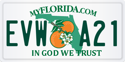 FL license plate EVWA21