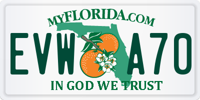 FL license plate EVWA70