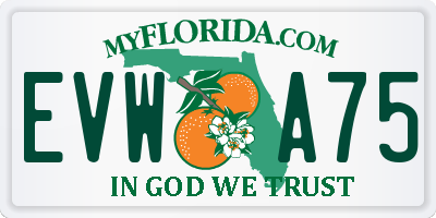 FL license plate EVWA75