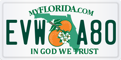 FL license plate EVWA80