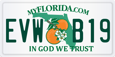 FL license plate EVWB19
