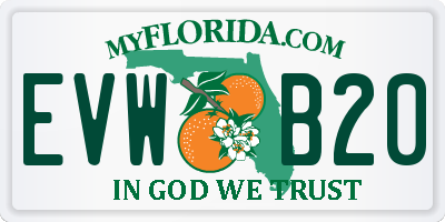 FL license plate EVWB20