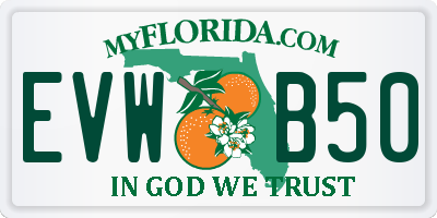 FL license plate EVWB50