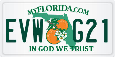 FL license plate EVWG21