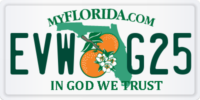 FL license plate EVWG25
