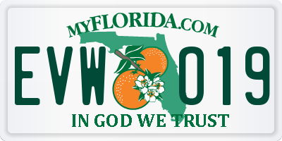 FL license plate EVWO19
