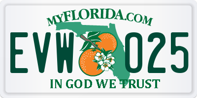 FL license plate EVWO25